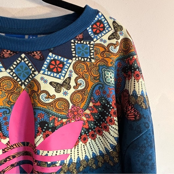 ADIDAS Sz M Mix Originals Borbomix Sweatshirt FARM RIO Collab Trefoil Logo - Picture 4 of 13